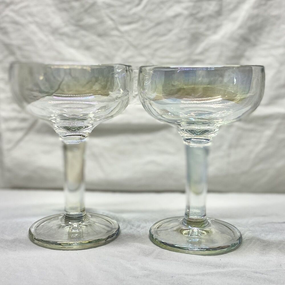 Vintage Iridescent Champagne Glasses/Flutes Cocktail 1960's Celebration Wedding